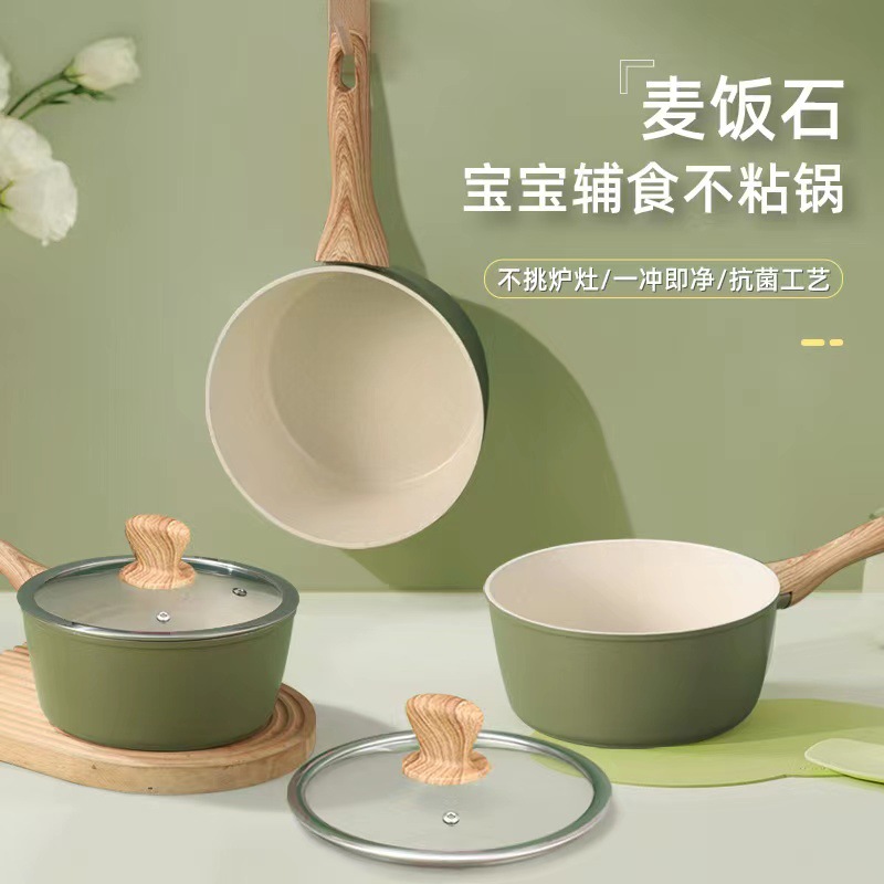 Maifan olla de leche de piedra al por mayor sartén antiadherente suplemento de alimentos para bebés olla fideos instantáneos bebé Integrado Hogar olla de sopa Cocina de Inducción Universal