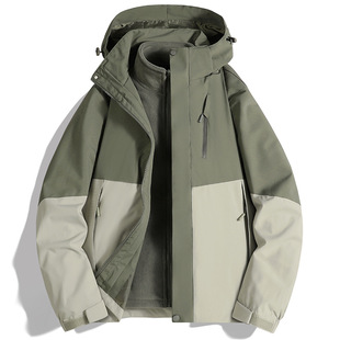24 years of autumn and winter new couple two-piece outdoor fashion leisure color matching windproof rainproof three-in-one assault clothing