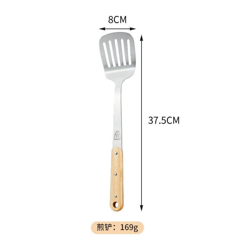 (304그릇+손잡이201개+고무나무)둥근구멍 나무손잡이 주방용품(튀김주걱)