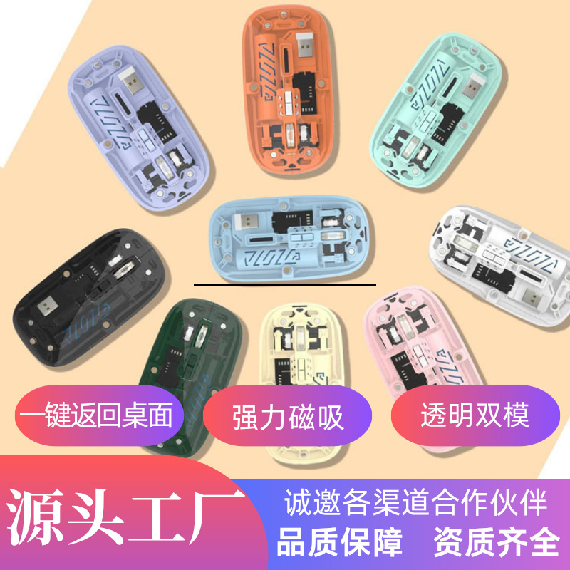 Cross-Border New Transparent Mouse Wireless Magnetic Dual-Mode Bluetooth Type-C Port Mobile Phone Tablet Suitable for Factory Wholesale