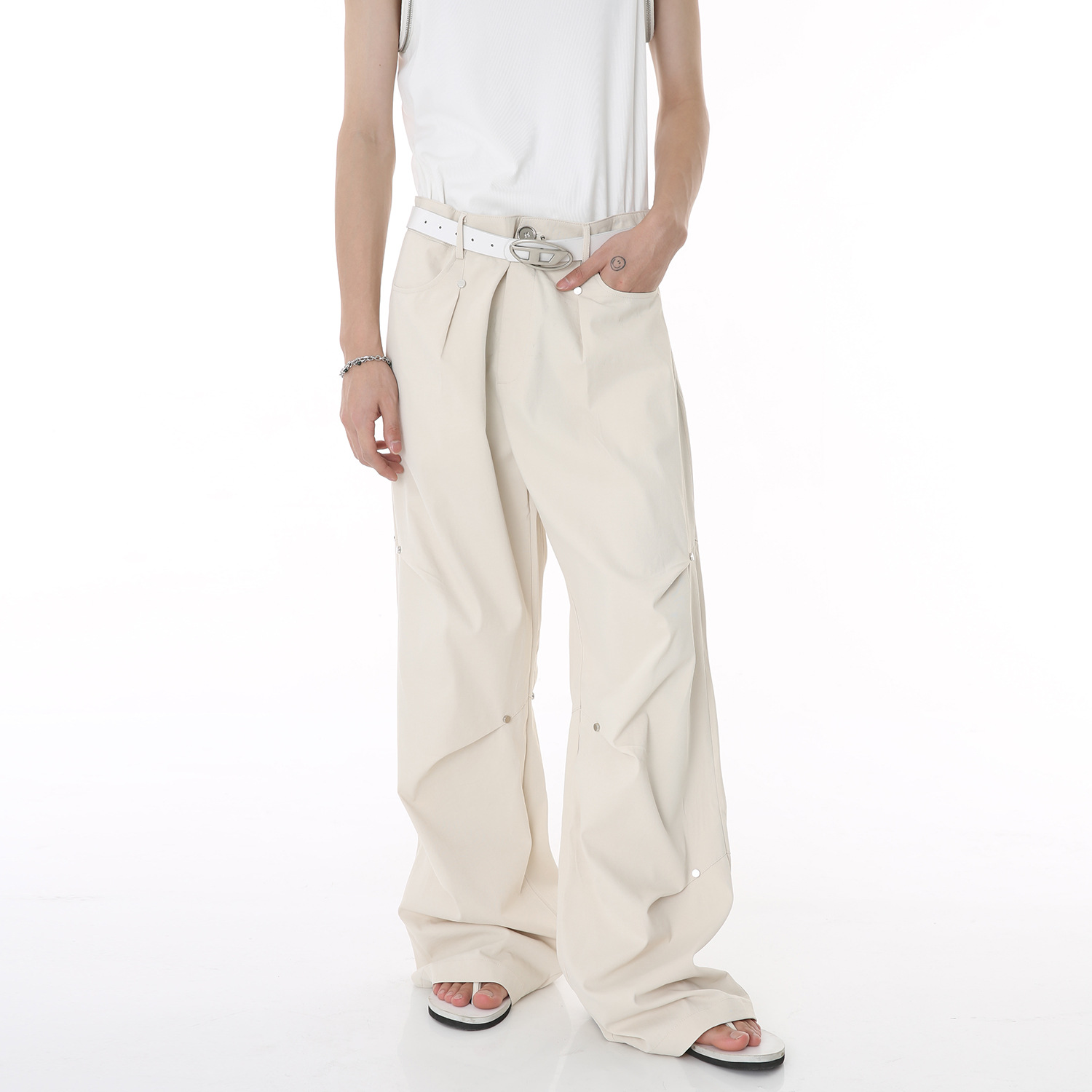 Mtlclothes ropa de hombre | 2023 verano nuevo estilo coreano overoles sueltos pierna ancha trapear hip hop pantalones casuales