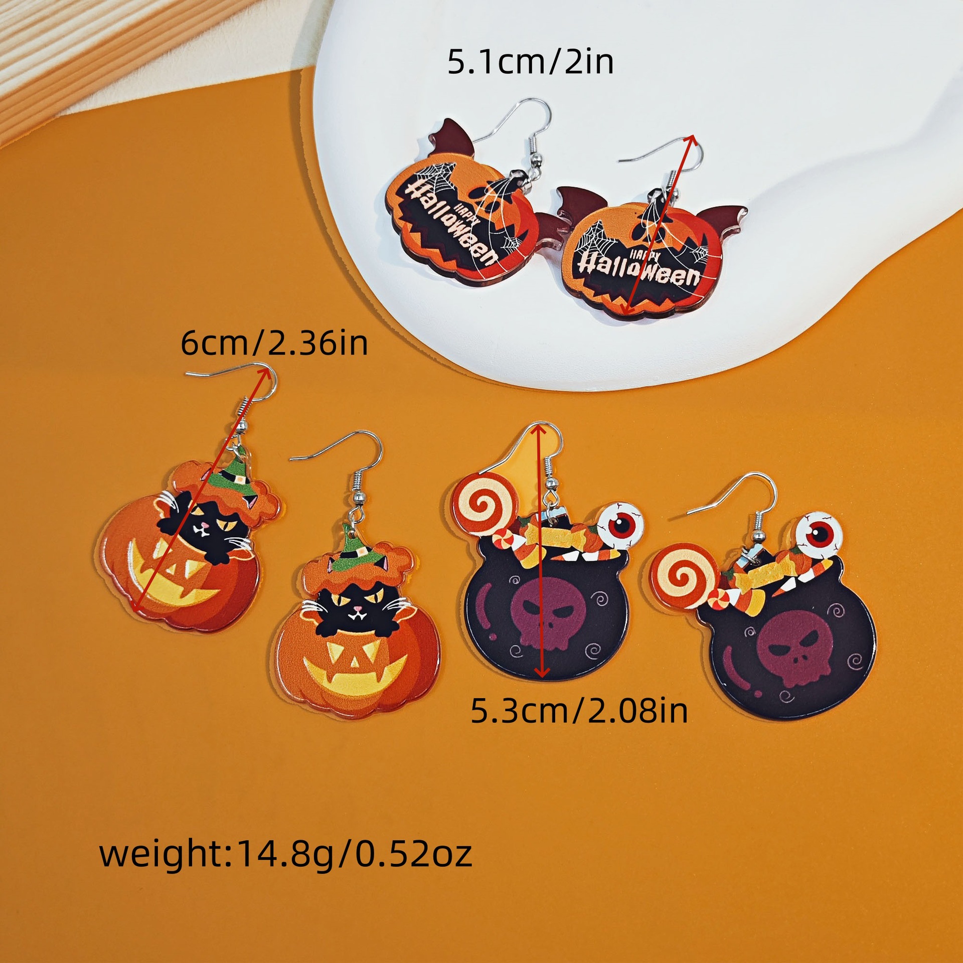 20g Weight Alloy Ear Needle Material Drop Earrings Classification 1 Set Quantity Holiday, Daily Occasion Alloy Material Halloween Festival Pumpkin, Cat, Ghost Pattern Women's Gender Cartoon Style Style Enamel Craft Cartoon Style Pumpkin Cat Ghost Alloy Enamel Earring Sets For Women's Holiday Daily 12