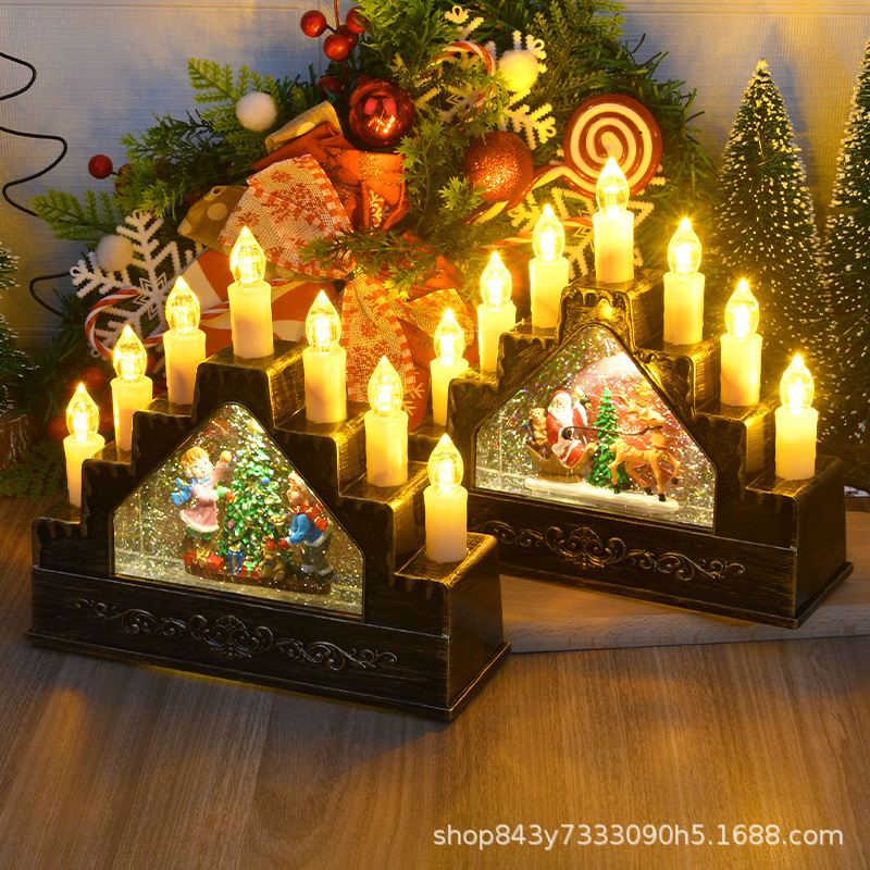 Decoraciones de Navidad lámpara de viento bola de cristal caja de sonido automática nieve flota de cristal luz de música regalos de Navidad
