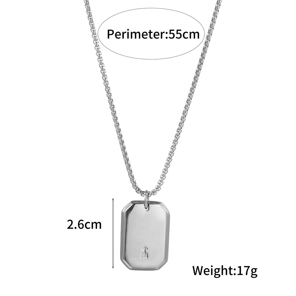 European And American Titanium Steel Necklace Korean Style Simple 6-side Pendant Necklace Fashion Men's Stainless Steel Pendant Sweater Chain display picture 1