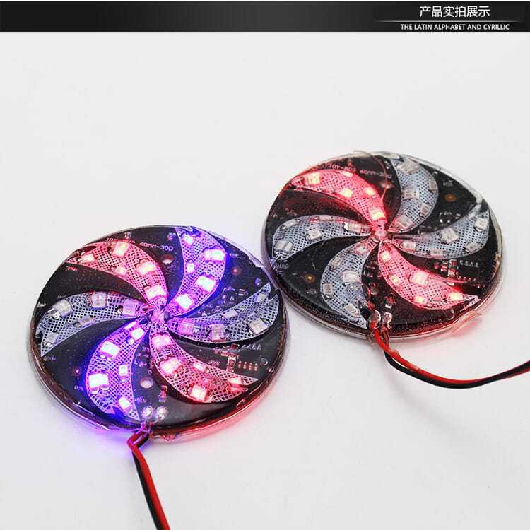 Motocicleta modificada cubierta de arce flash LED multicolor 12 luz de freno de automóvil eléctrico rueda de fuego luz multicolor