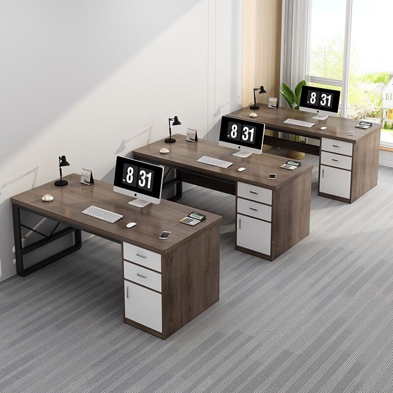 Office desk staff station for one or two people, simple modern office desk and chair combination, staff workbench, computer desk Office desk staff station for one or two people, simple modern office desk and chair combination, staff workbench, computer desk