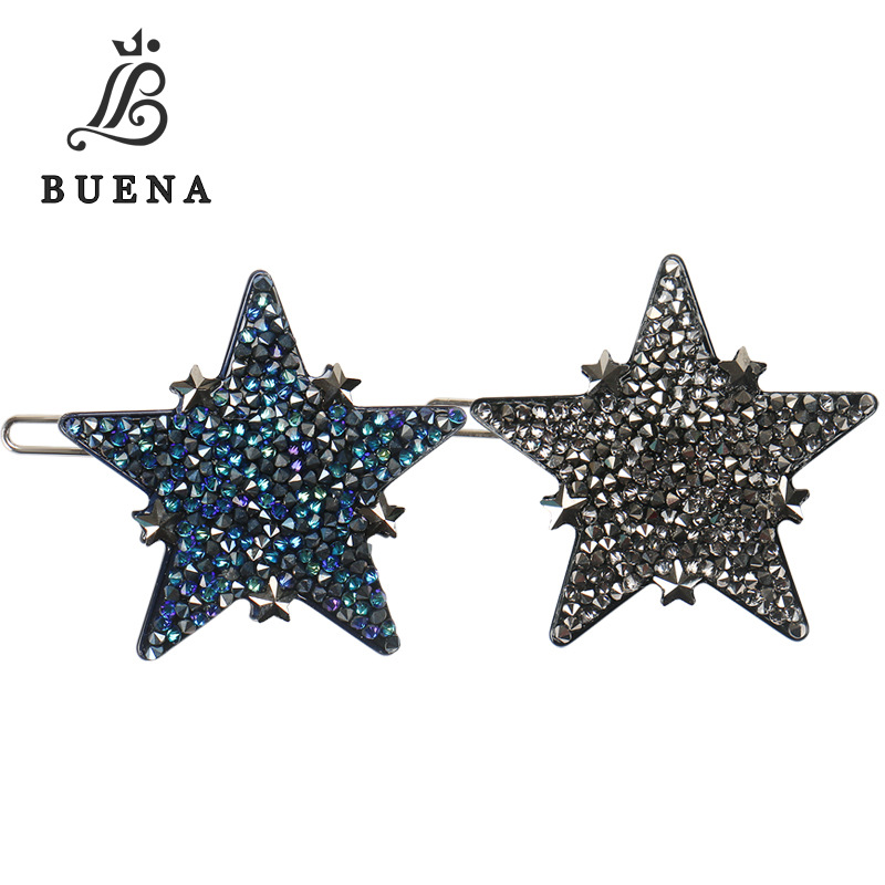 Alexander same style diamond star side clip acetate plate heavy industry full diamond bangs clip European and American fashion hairpin