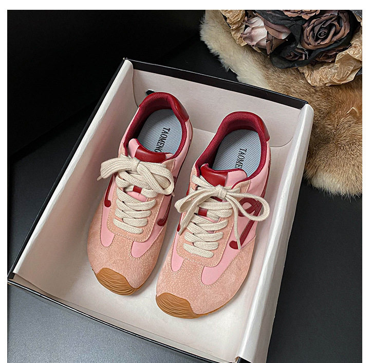Giày sneaker nữ dáng Agandexun buộc dây tăng chiều cao bên trong 5 cm, mũi tròn, phong cách casual — Màu hồng, Màu nâu đậm, Màu xám, Màu đen chi tiết 20
