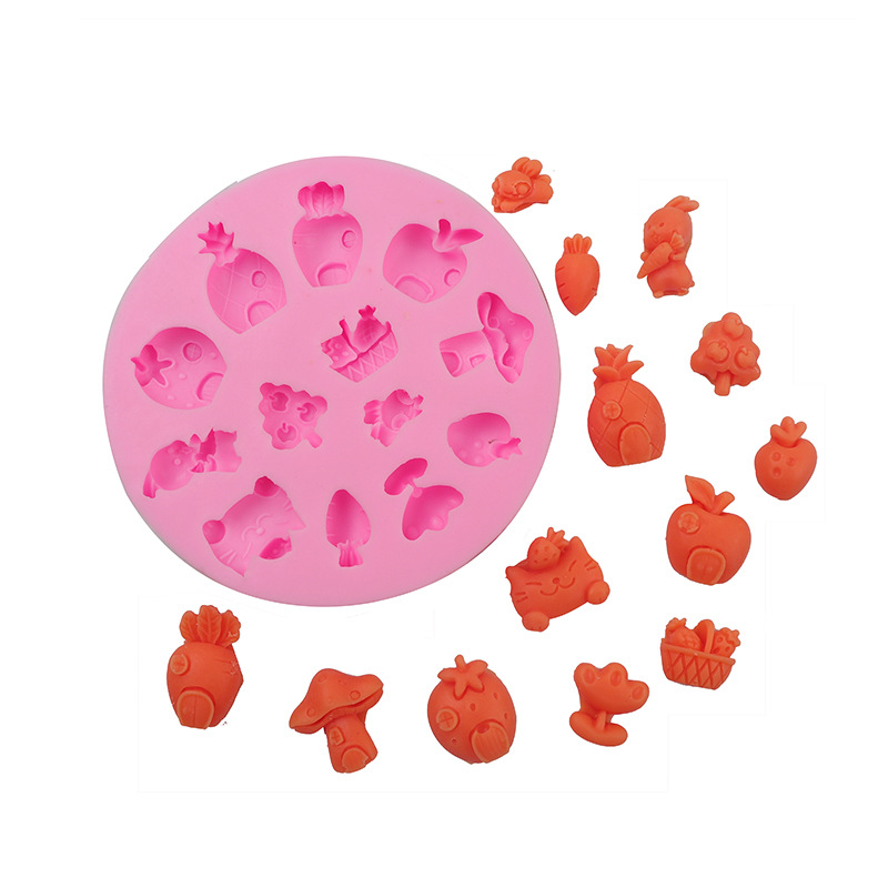 Epoxi molde fresa plátano Fondant chocolate molde de silicona Zanahoria Apple seta pastel molde para hornear