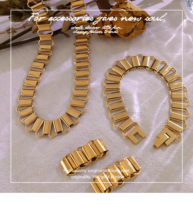 Necklace Bracelet Ring Hollow Splicing Titanium Steel Wholesale