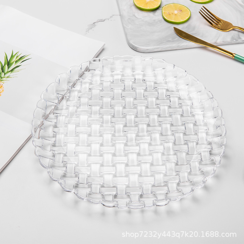 Langxu Glass Plate Small Dim Sum Plate KTV Bar Home Snack Bones Dispenser ins Style Cup and Saucer Set