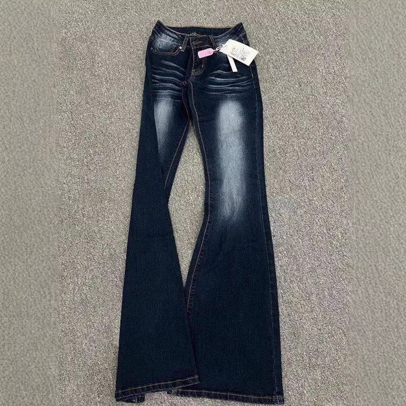 Women's Spring Straight-Leg Flared Jeans, Slim Fit, Low-Waist, Bootcut Jeans, Slimming Pants for Women