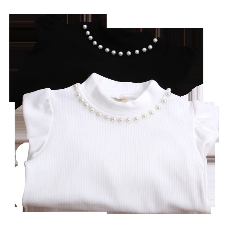 Camiseta de punto para niños, primavera y otoño, nueva, para niños medianos y grandes, de terciopelo fino, con mangas abullonadas, elegante, de manga larga, ropa para niñas transfronteriza 9