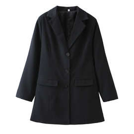 2024秋wish亚马逊eBay黑色中长款西装外套西服