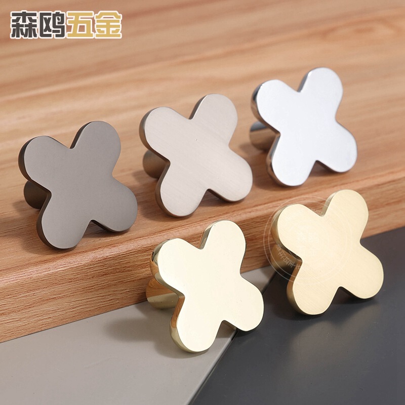 Modern Simple Zinc Alloy Cross Single Hole Small Handle Nordic Style Drawer Clothes Cabinet Single Hole French Light Luxury Handle