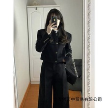 2025秋秋日系甜酷暗黑系一整套显瘦小西装短外套+阔腿裤子两件套