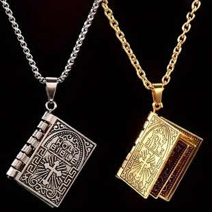 One page out! Flip Book Cross Necklace Men and Women Hanging Gothic European and American Fashion Personality Pendant Fashion