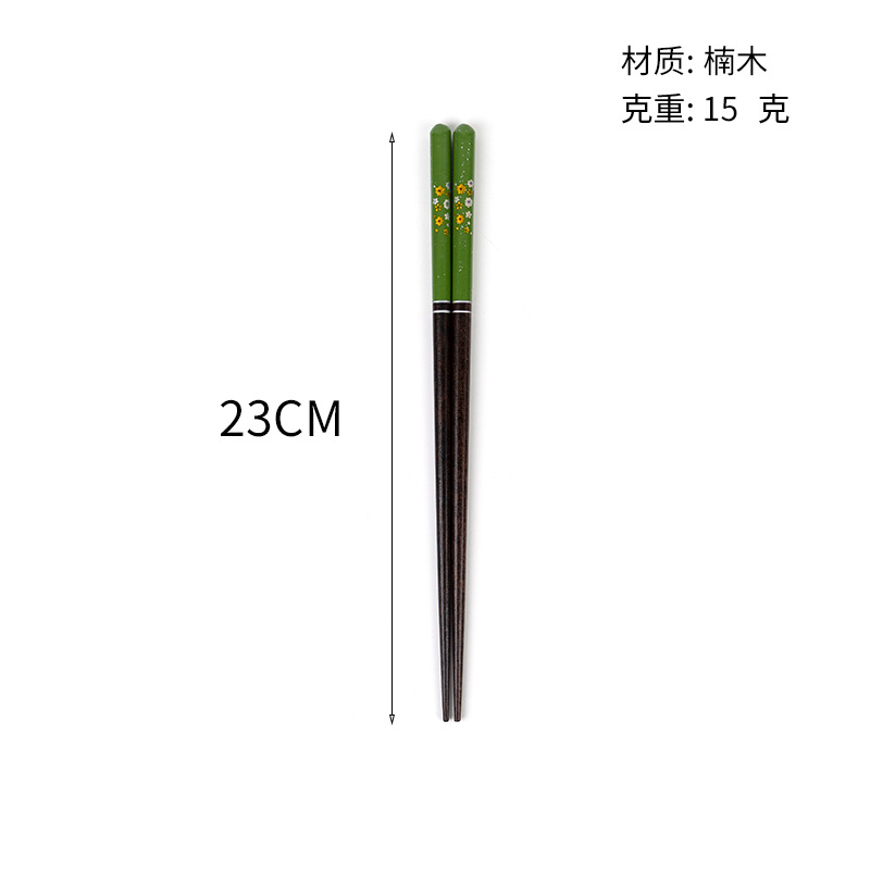 Net Red Creative Estilo japonés Mango de laca Palillos portátiles de madera Cuchara Vajilla de madera Juego de cinco piezas Palillos turísticos Bolsa de tela ecológica