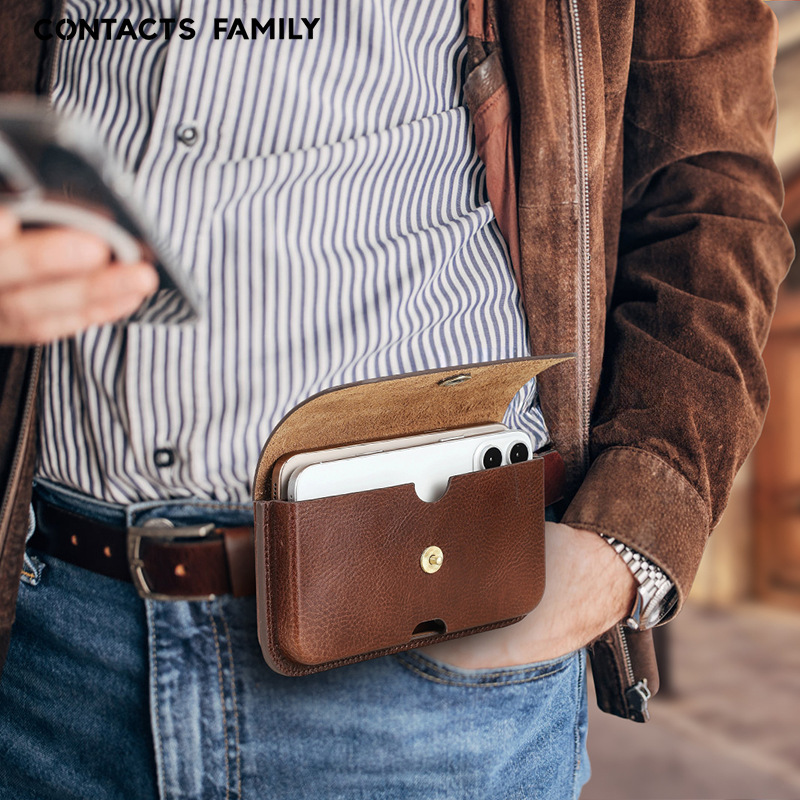 Suitable for the New iPhone 17 Pro Max Genuine Leather Dual Phone Protective Case with Waist Strap 6.9inch Large Screen Phone Leather Case Suitable for the New iPhone 17 Pro Max Genuine Leather Dual Phone Protective Case with Waist Strap 6.9inch Large Screen Phone Leather Case