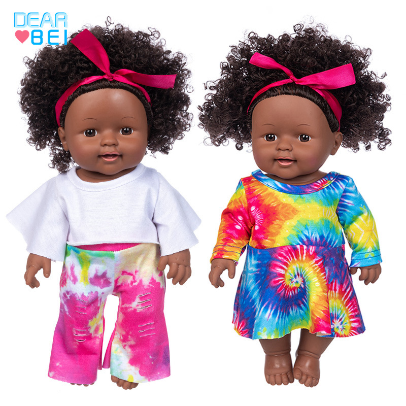 Transfronterizo de 12 pulgadas artificial bebé renacido muñeca Africana bebé muñeca de vestir muñeca de juguete modelo de muñeca de vinilo