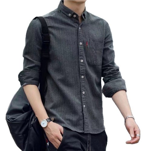Men's Hong Kong Style Striped Long Sleeve Slim Fit Korean Version Casual Daytime Ins Super Hot Shirt Trendy Cool Outerwear