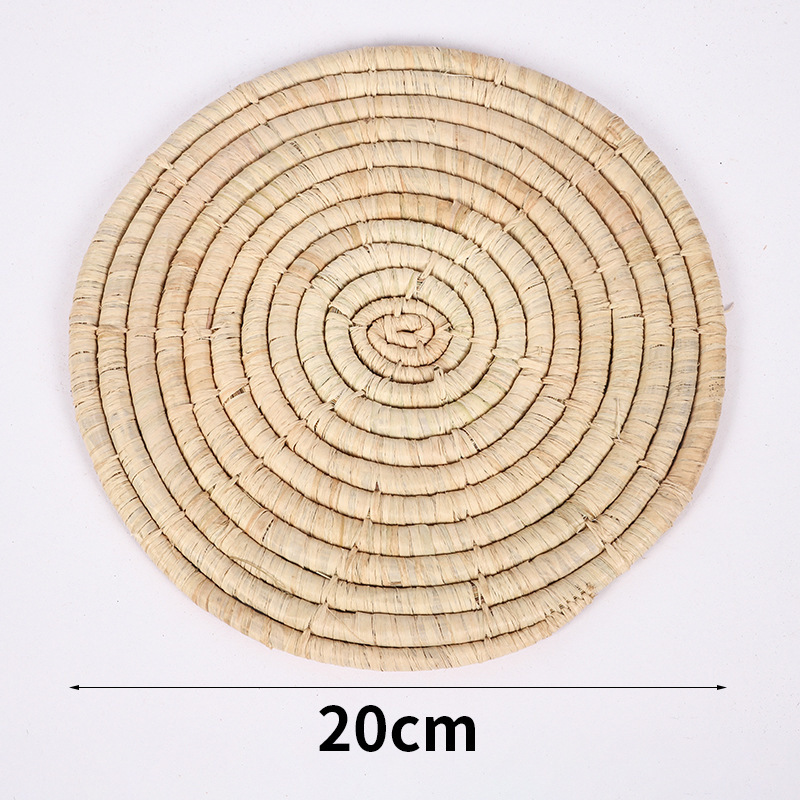 Posavasos antideslizante para taza de té, tapete de rafia, bandeja de té redonda plegable de ratán, posavasos, juego de té, vajilla tejida.