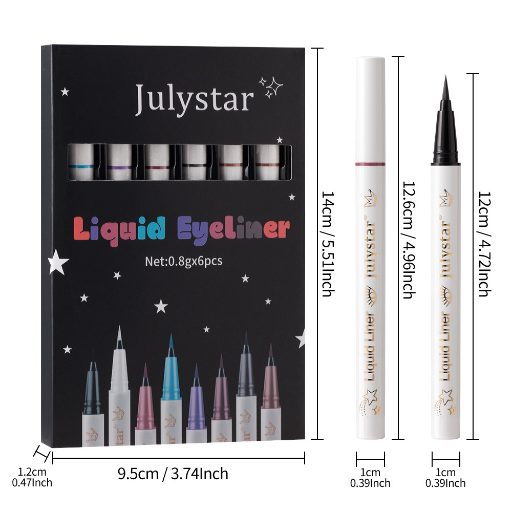 Julystar Non-smudging Long-lasting Waterproof Eyeliner Pen 6-piece set, eye makeup pen wholesale for the under-eye range Application Scenario