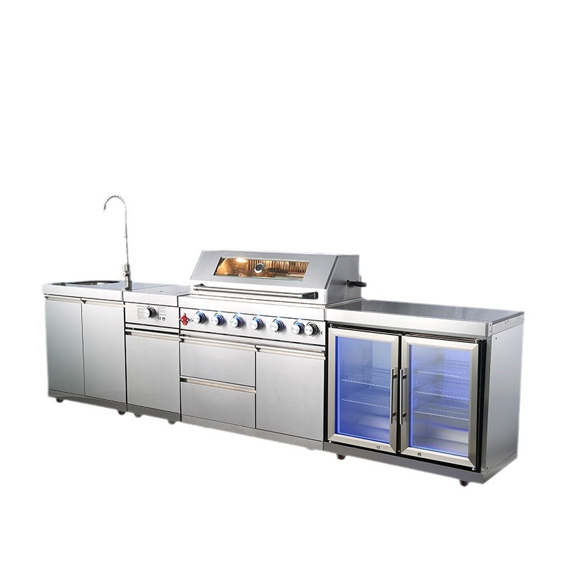 Módulo integral de acero inoxidable al aire libre gabinete de barbacoa doméstico horno de barbacoa combinación multifuncional cocina de jardín
