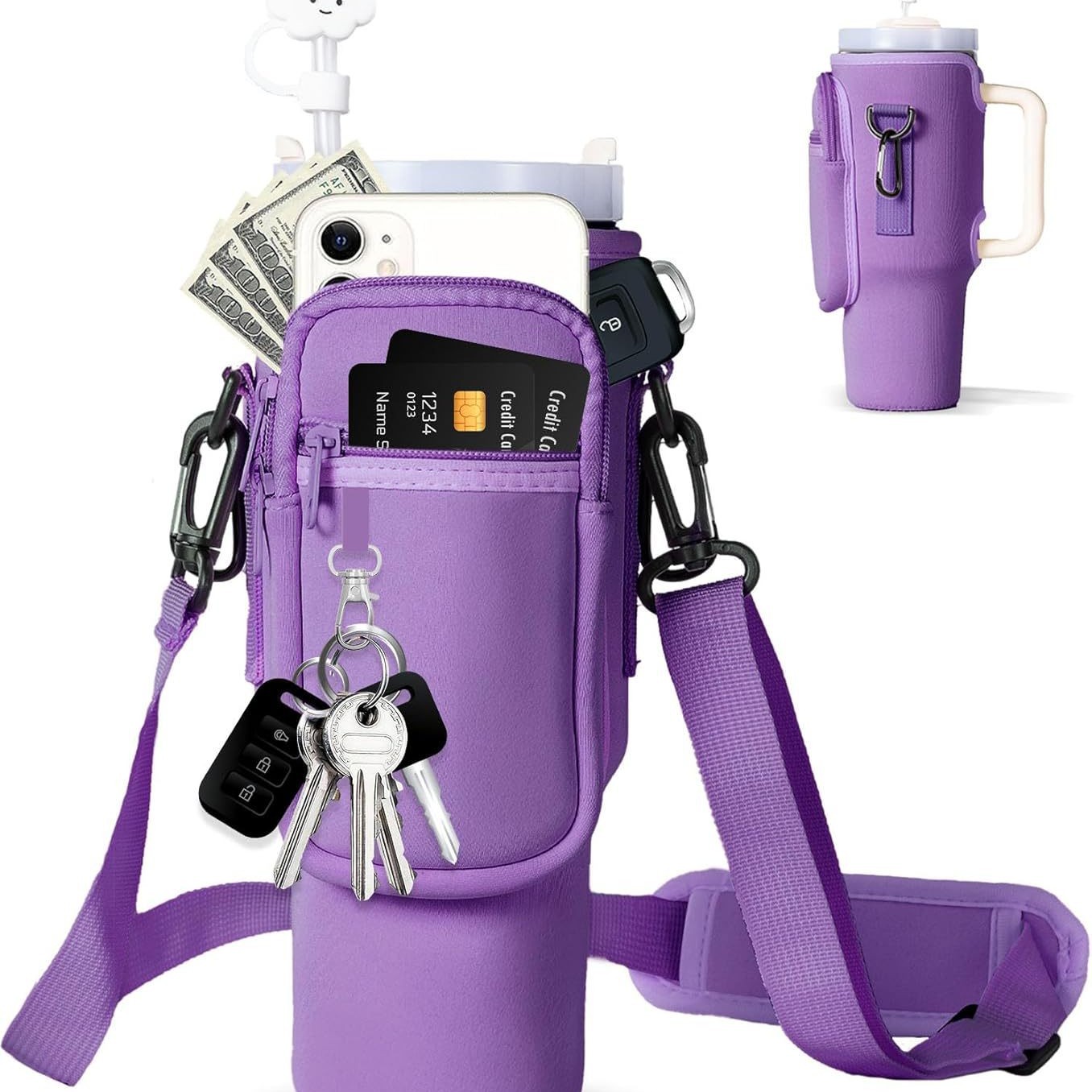 딥 퍼플 (키체인 + 더블 지퍼 + 카라비너 + 스팟 배송)