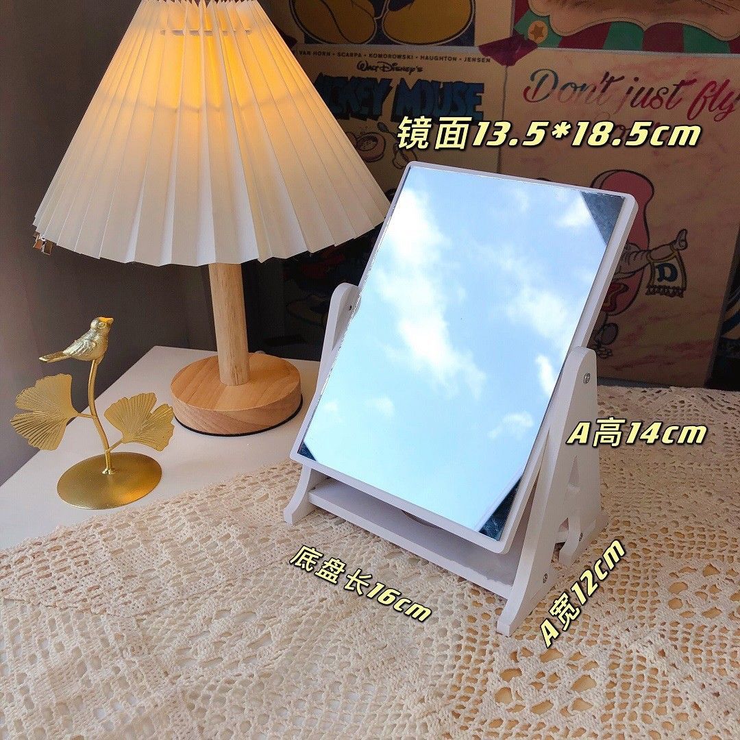 Espejo de maquillaje espejo portátil chica Internet celebridad escritorio vestidor espejo estudiante dormitorio tocador simple espejo con caja de almacenamiento