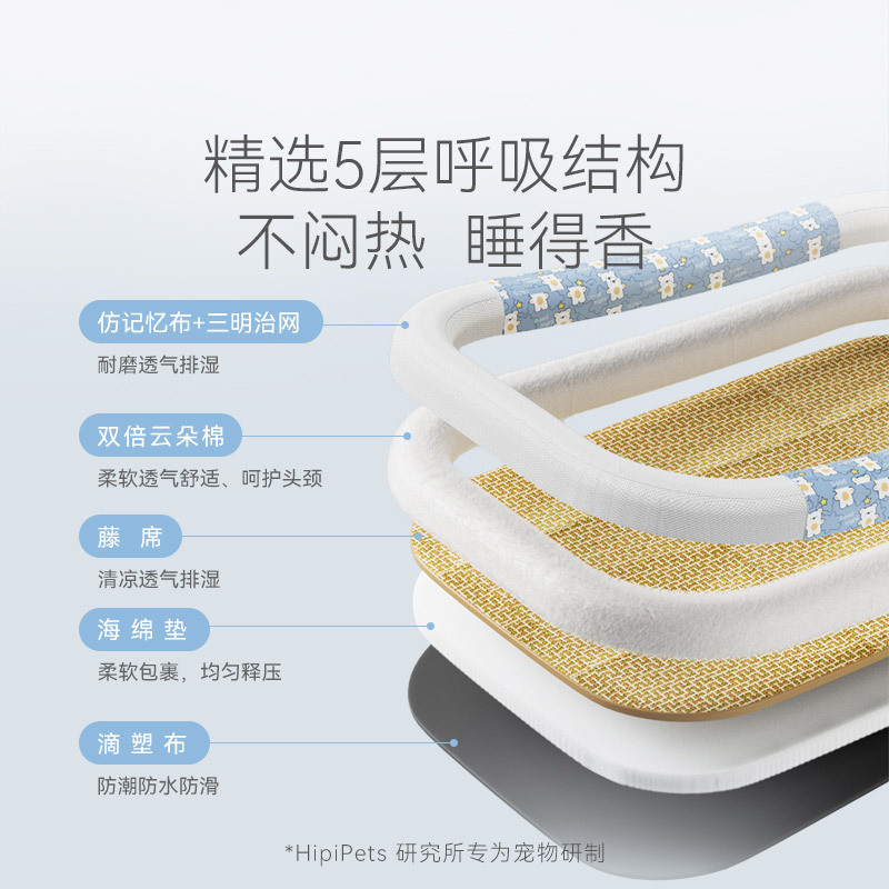 Primavera y verano perro oso Perrera de dibujos animados oval gato nido estera de verano mediano y pequeño perro gato mascota peluche estera nido