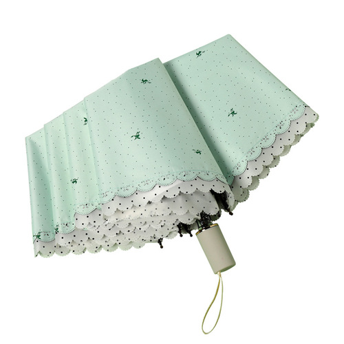 Lace craft umbrella, sun protection parasol, small fresh and thickened black glue anti-UV parasol, simple and elegant