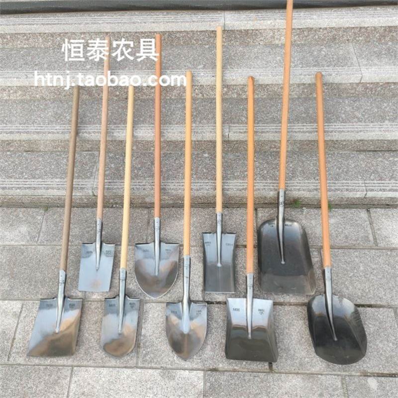 。铁锹农用种菜翻土种地园林植树挖树铲子方煤尖加厚锰钢锹木柄铁