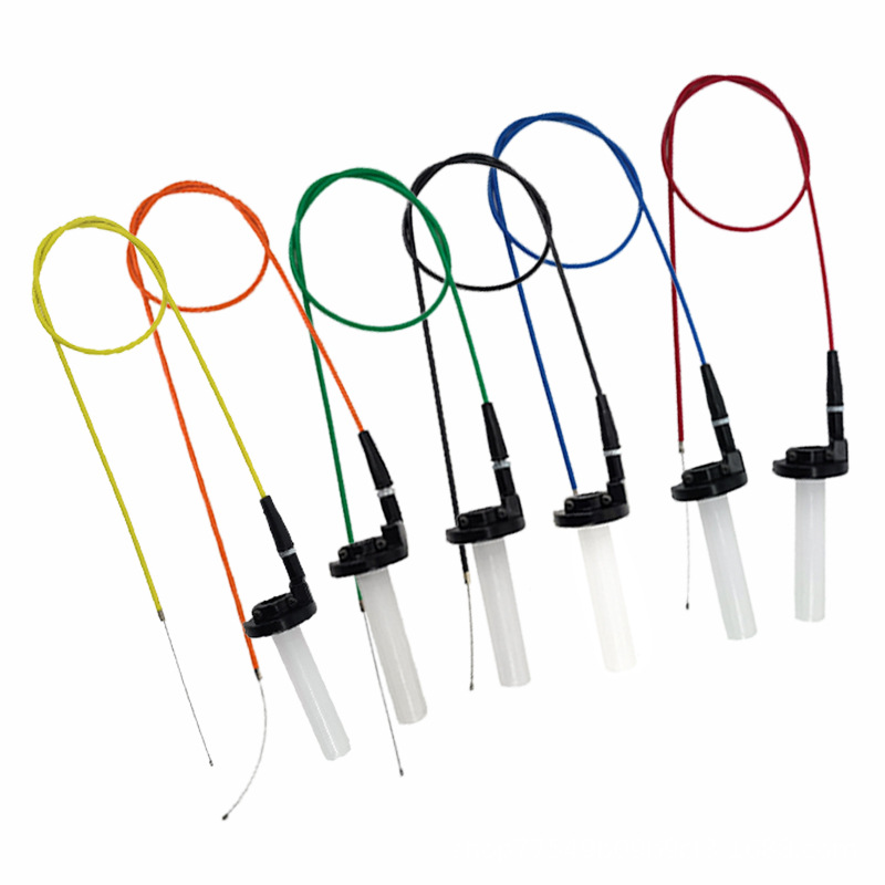 Universal throttle cable and grip modification for off-road motorcycles, with visible throttle grip and throttle cable assembly, complete set