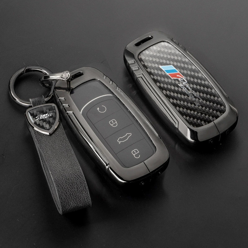 Чехол для автомобильного ключа из натурального карбона, подходит для Chery Erizer 8, Tiggo 7/8 Plus, Omenda 5, чехол для ключа