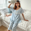 Cotton summer Japanese lace cute thin pijama for princess, with short sleeve, Korean style