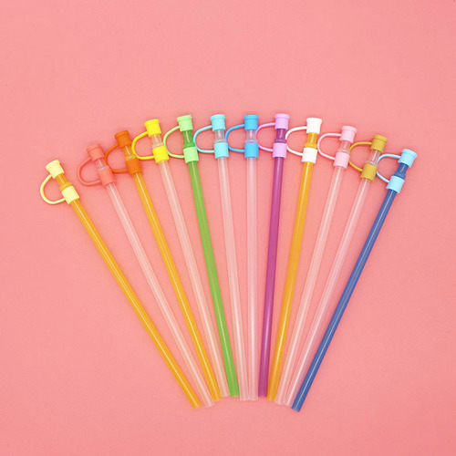 Silicone straw cap solid color straw plug 7-8mm straw dust cap candy color milk tea drink straw cover cross-border