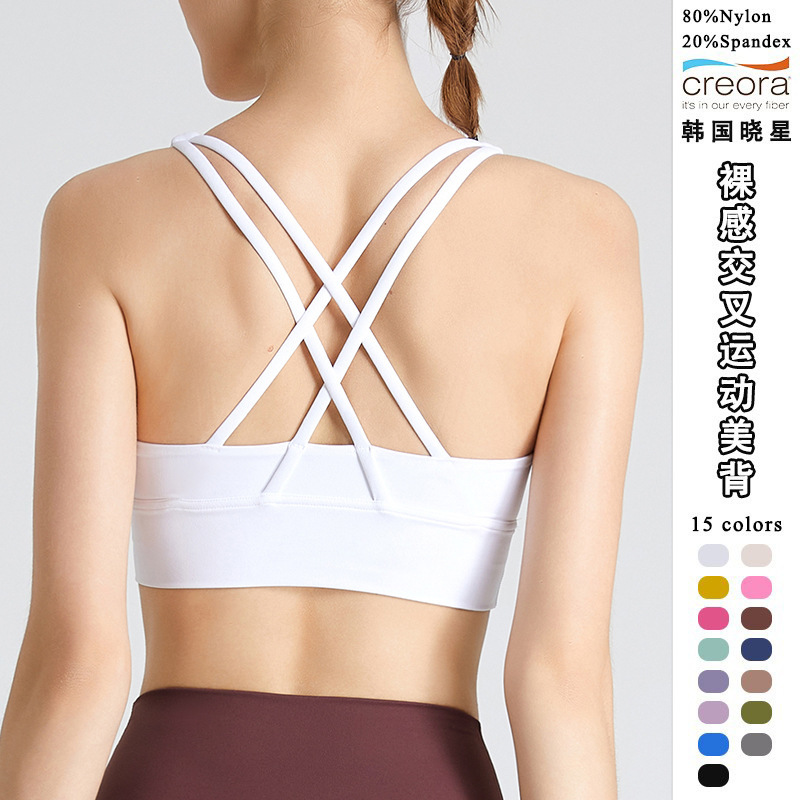 Cross-Border Seamless Cross-Back European and American Style Fitness Tank Top Sports Bra for Women, Shock-Absorbing and Supportive Yoga Bra Yoga Wear