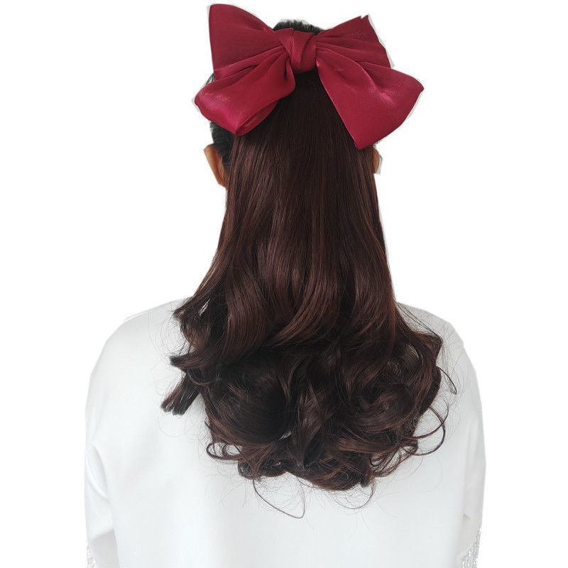 Nueva Cola de Caballo peluca femenina arco largo rizado pelo insertar peine natural rollo Internet celebridad agua ondulación agarre Correa cola