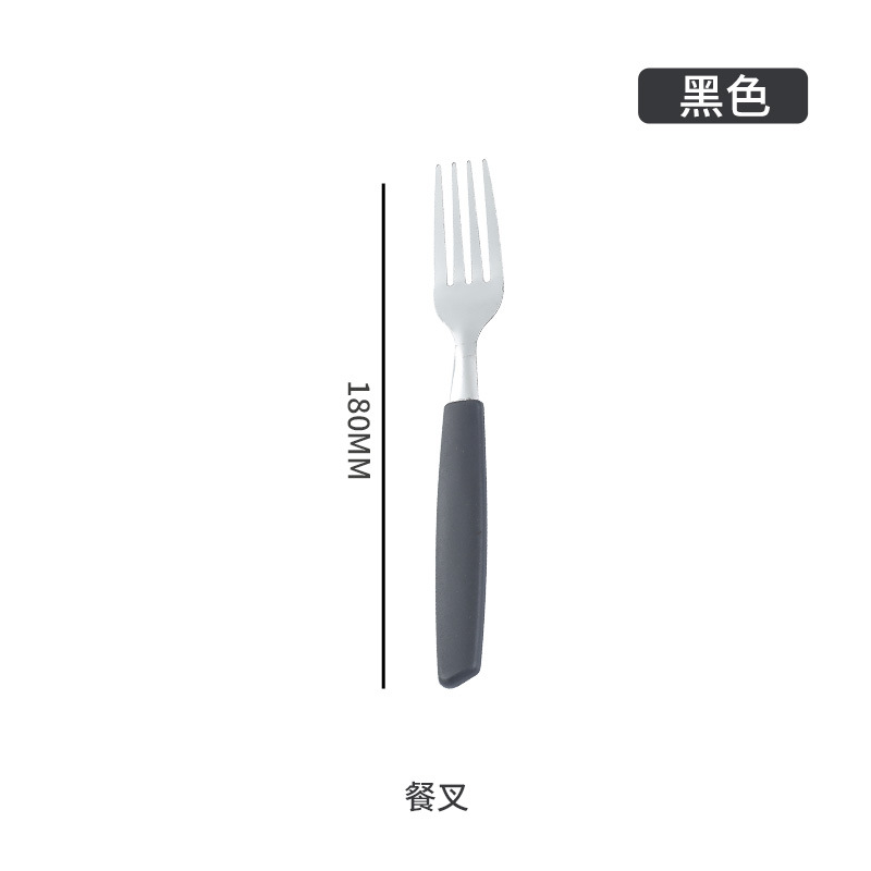 410 cubiertos de acero inoxidable cuchillos y tenedores cucharas transfronterizas Brasil cola plana cola inclinada mango de plástico 24PCS fábrica al por mayor