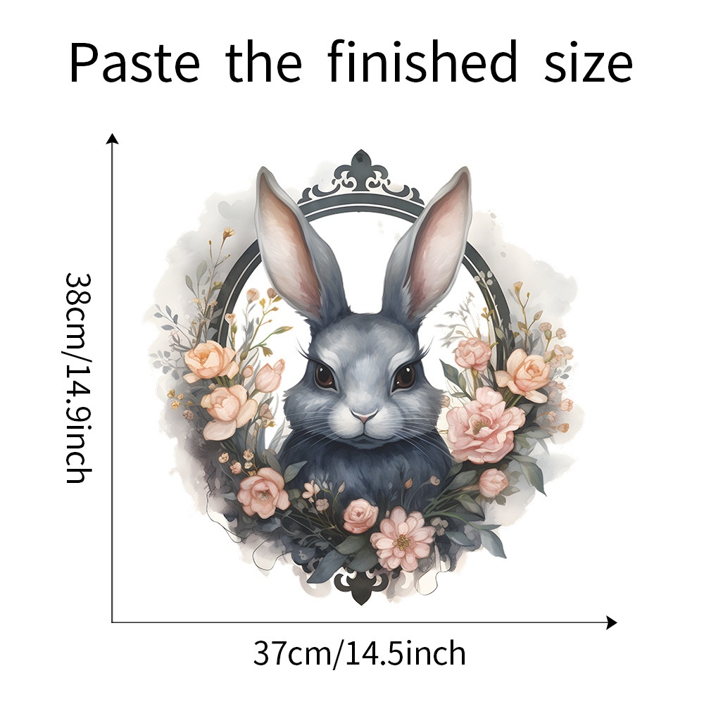 Pastoral Rabbit Flower Pvc Wall Sticker Wall Art display picture 1