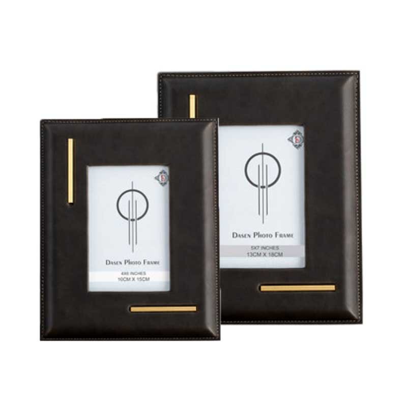 Light Luxury Photo Frame Model Room Master Bedroom Book Desktop Table Model Room Leather Metal Photo Frame Ornaments Light Luxury