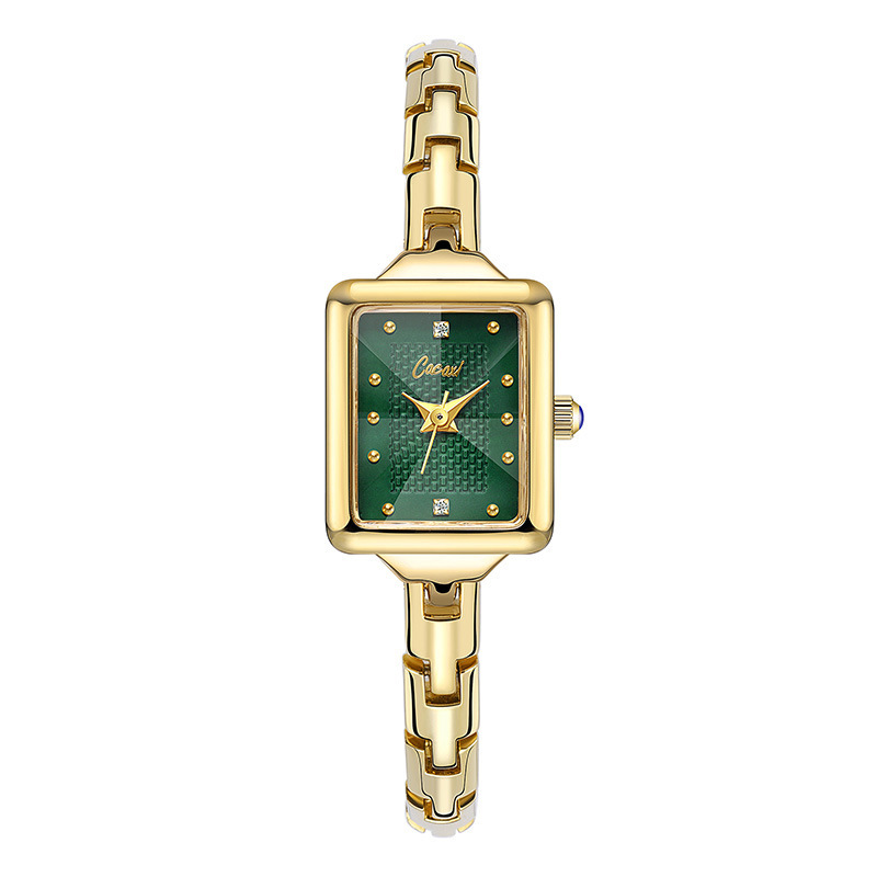 Vintage Small Retro Gold Watch Quartz Movement Rectangular Light Luxury Design Men's Watch_voghion.com