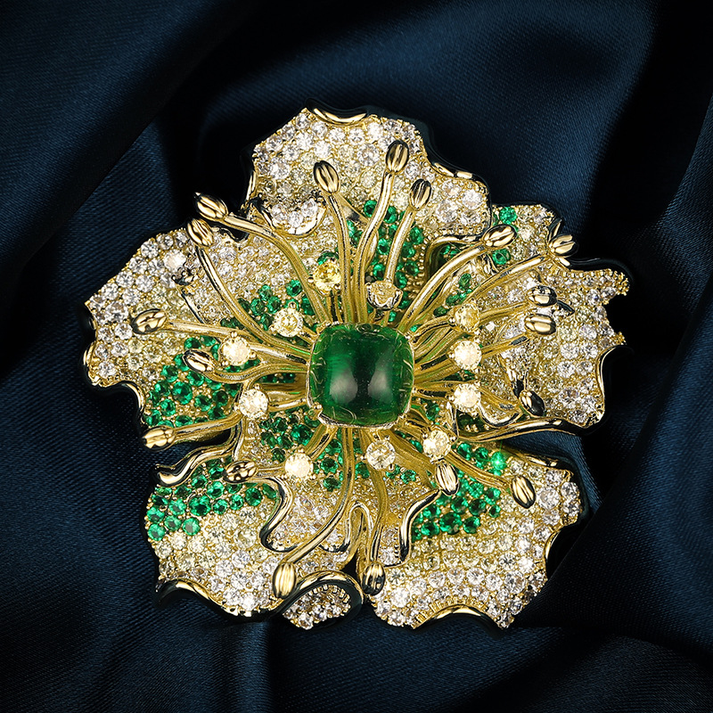 Heavy Industry Design Big Flower Brooch Original Court Style Flower Pin_voghion.com