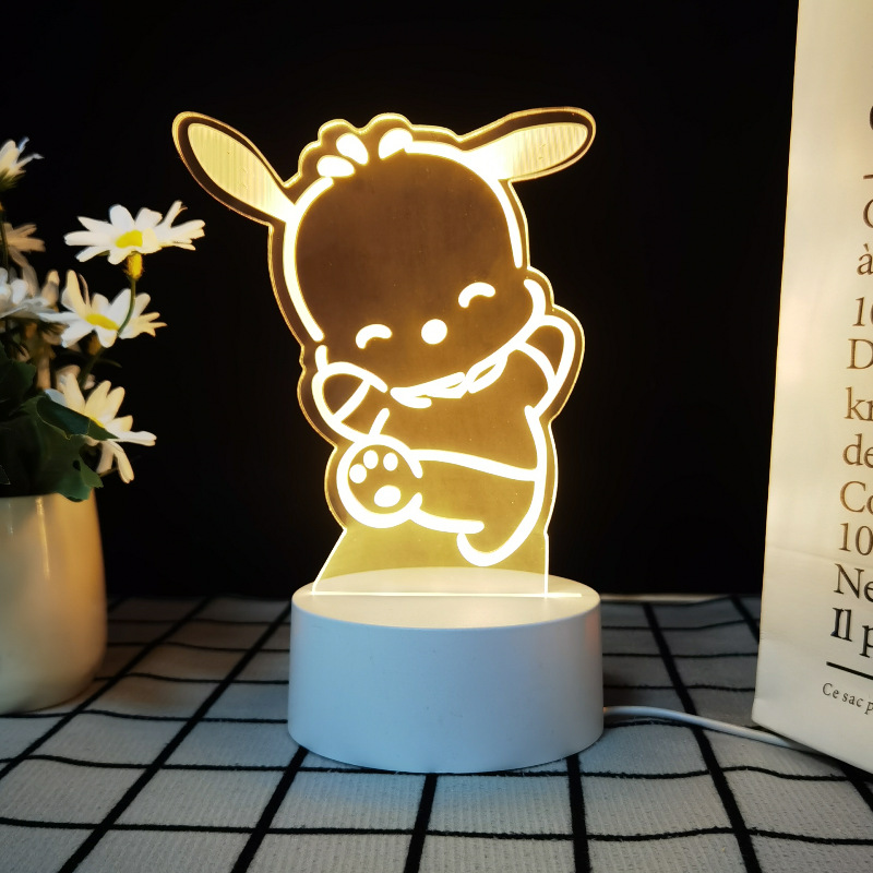 Venta caliente transfronteriza en el extranjero, nueva y extraña luz nocturna 3D, luz ambiental colorida, lámpara de mesa LED de la serie Sanrio Kulomi