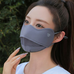 氷糸日焼け止めマスク女性紫外線防止水洗い可能薄手高颜値新眼角通気夏マスク