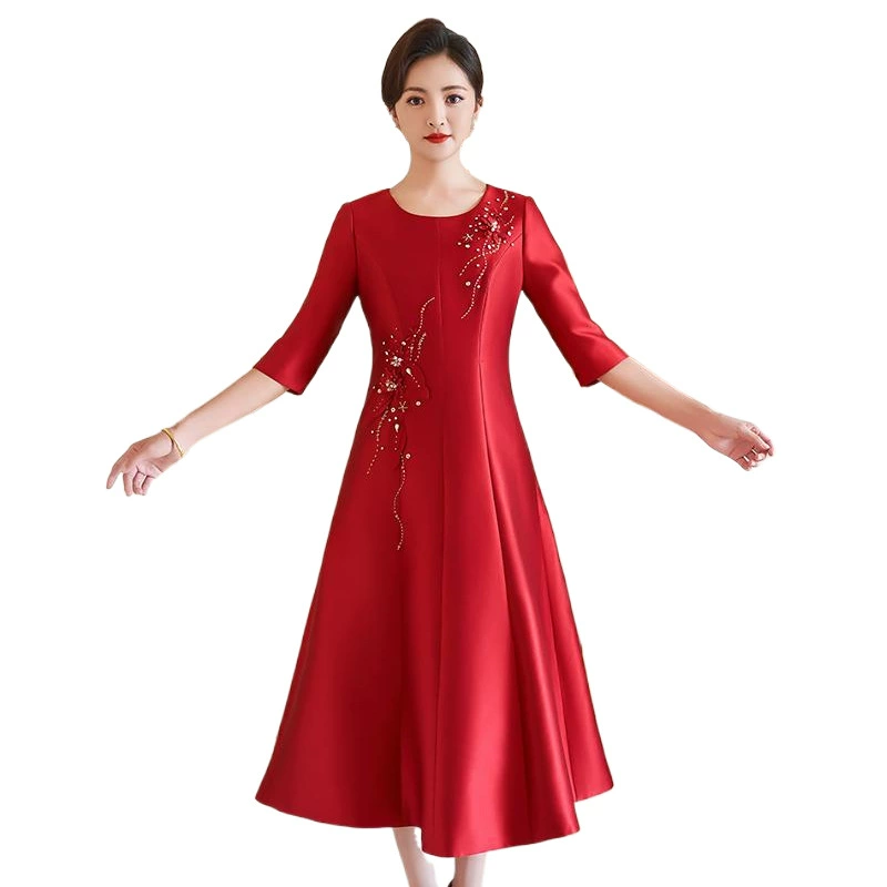 Autumn evening dress for mother, skirt, red wedding dress