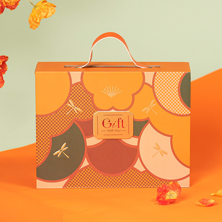 H风伴手礼活力橙手提盒小热门网红喜糖盒结婚礼宝宝宴伴郎伴娘礼