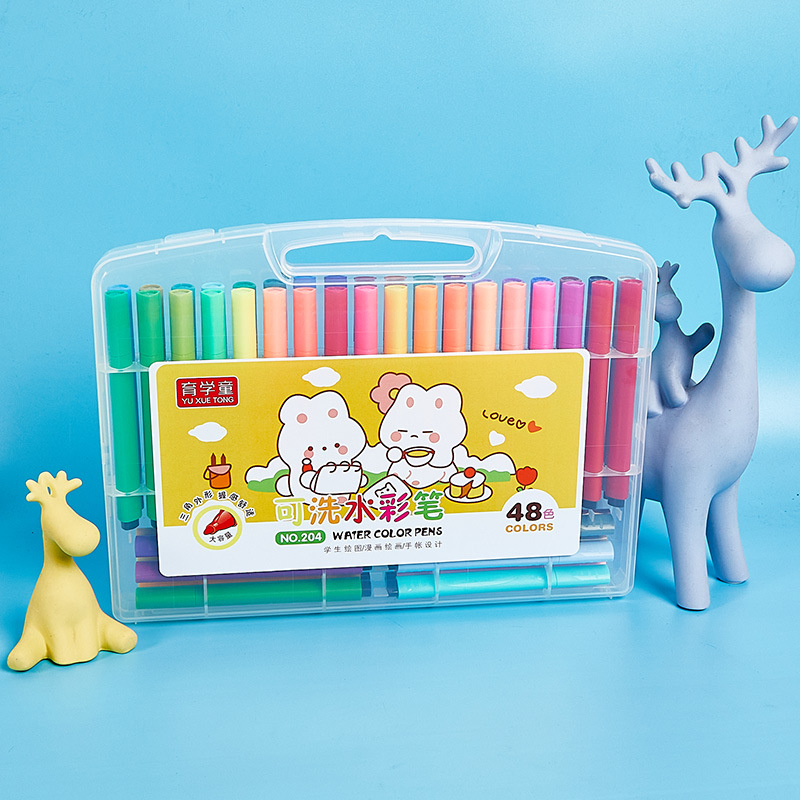 Pintura DE LOS NIÑOS lavable triángulo titular de la pluma caja acuarela pluma suave cabeza de la pluma acuarela color pluma suministros de arte al por mayor