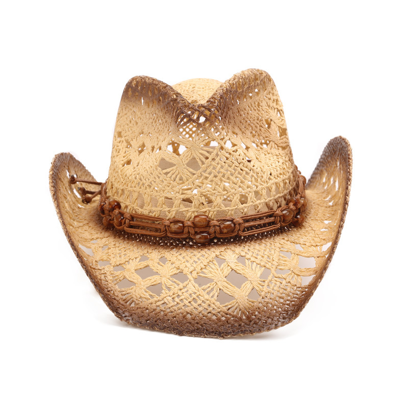 Unisex Retro Ethnic Style Color Block Hollow Out Curved Eaves Straw Hat display picture 2